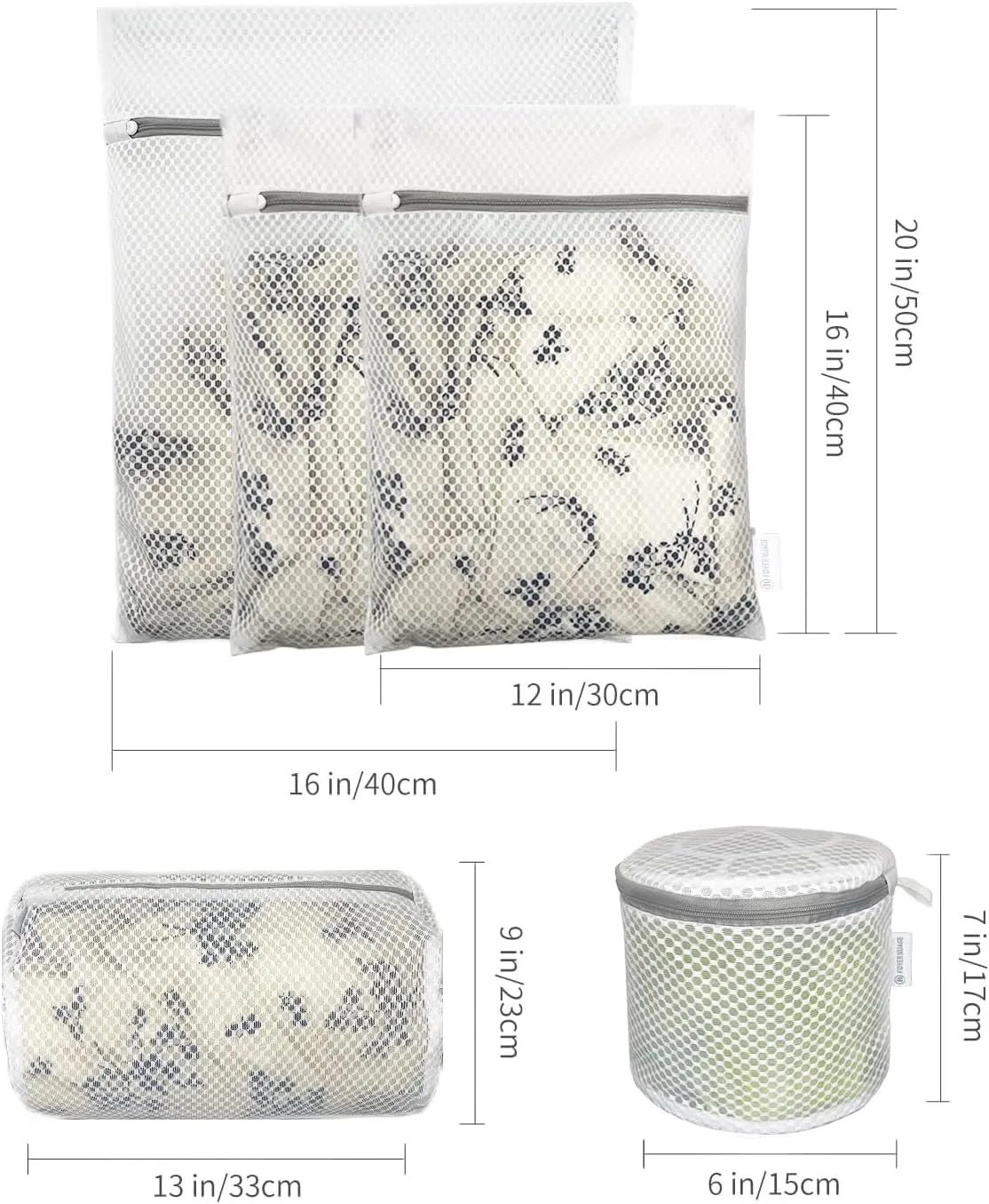 2 4 5 Pcs Mesh Laundry Bags, Travel Organiser, Closet Storage with Protective Zipper