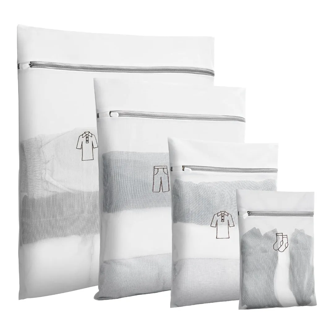 2 4 5 Pcs Mesh Laundry Bags, Travel Organiser, Closet Storage with Protective Zipper