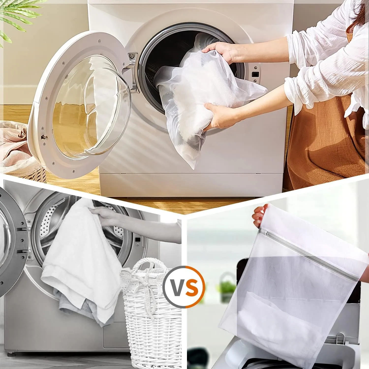 2 4 5 Pcs Mesh Laundry Bags, Travel Organiser, Closet Storage with Protective Zipper