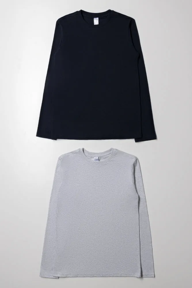 2 Pack Long Sleeve T-Shirts Navy And Grey