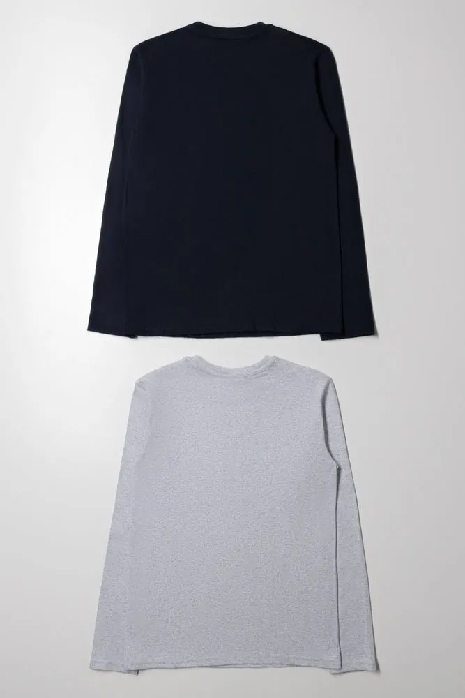 2 Pack Long Sleeve T-Shirts Navy And Grey