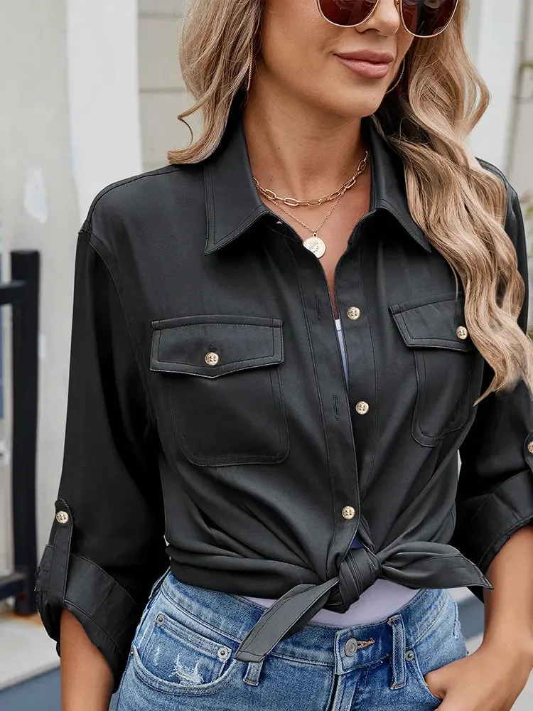 Adjustable Sleeve Casual Long-Sleeve Shirt