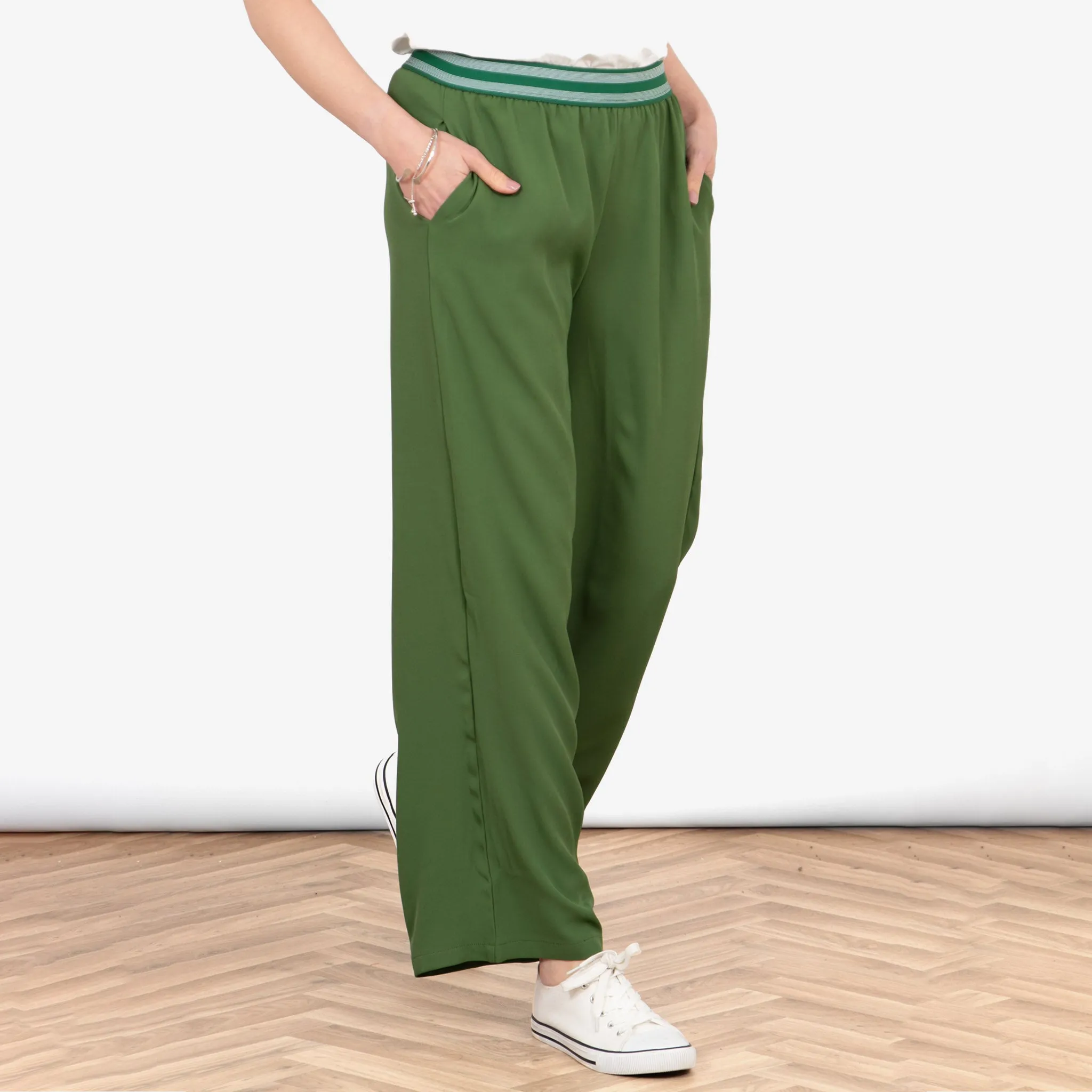 Amber Wide Leg Trousers - Khaki