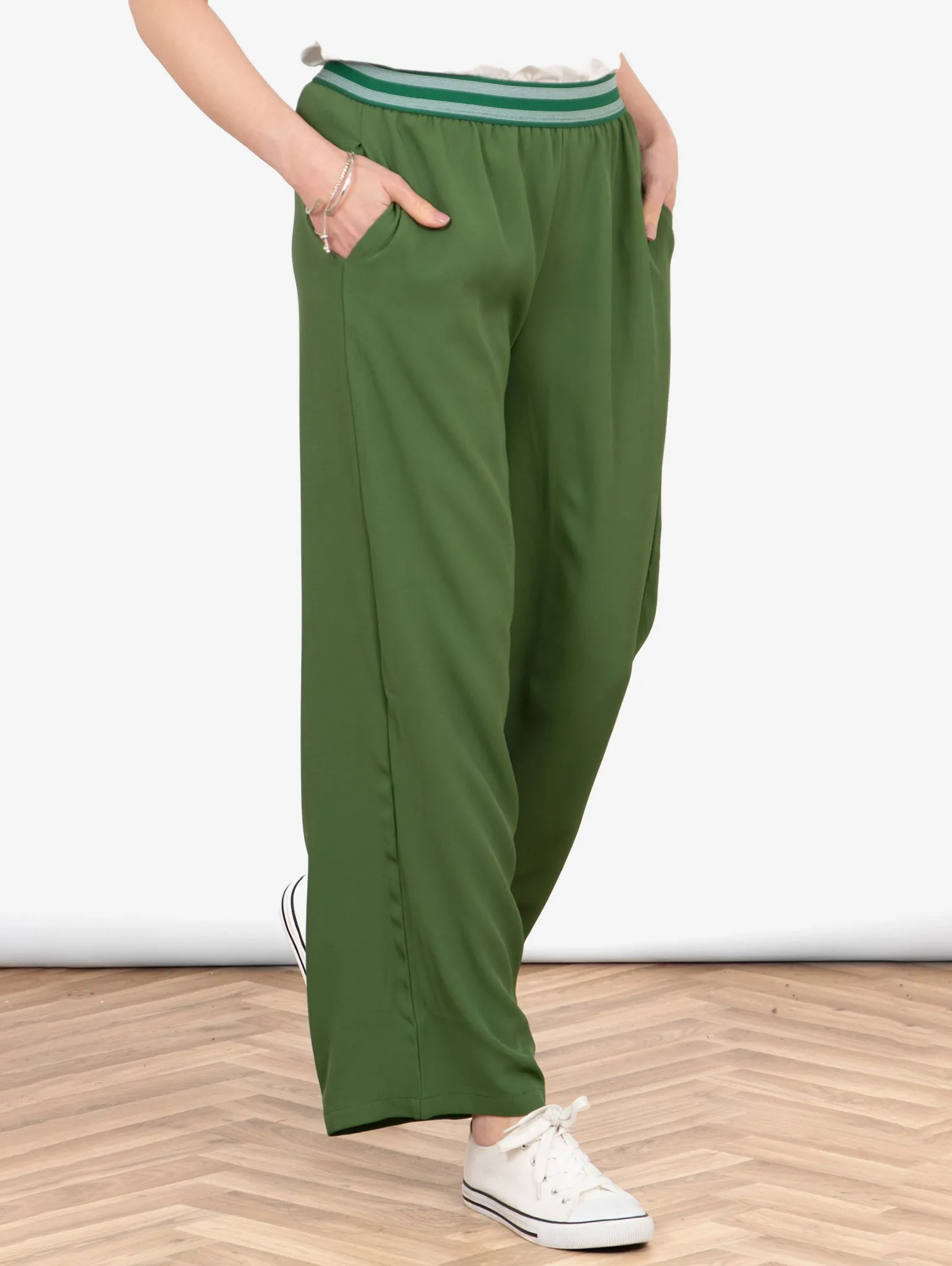 Amber Wide Leg Trousers - Khaki