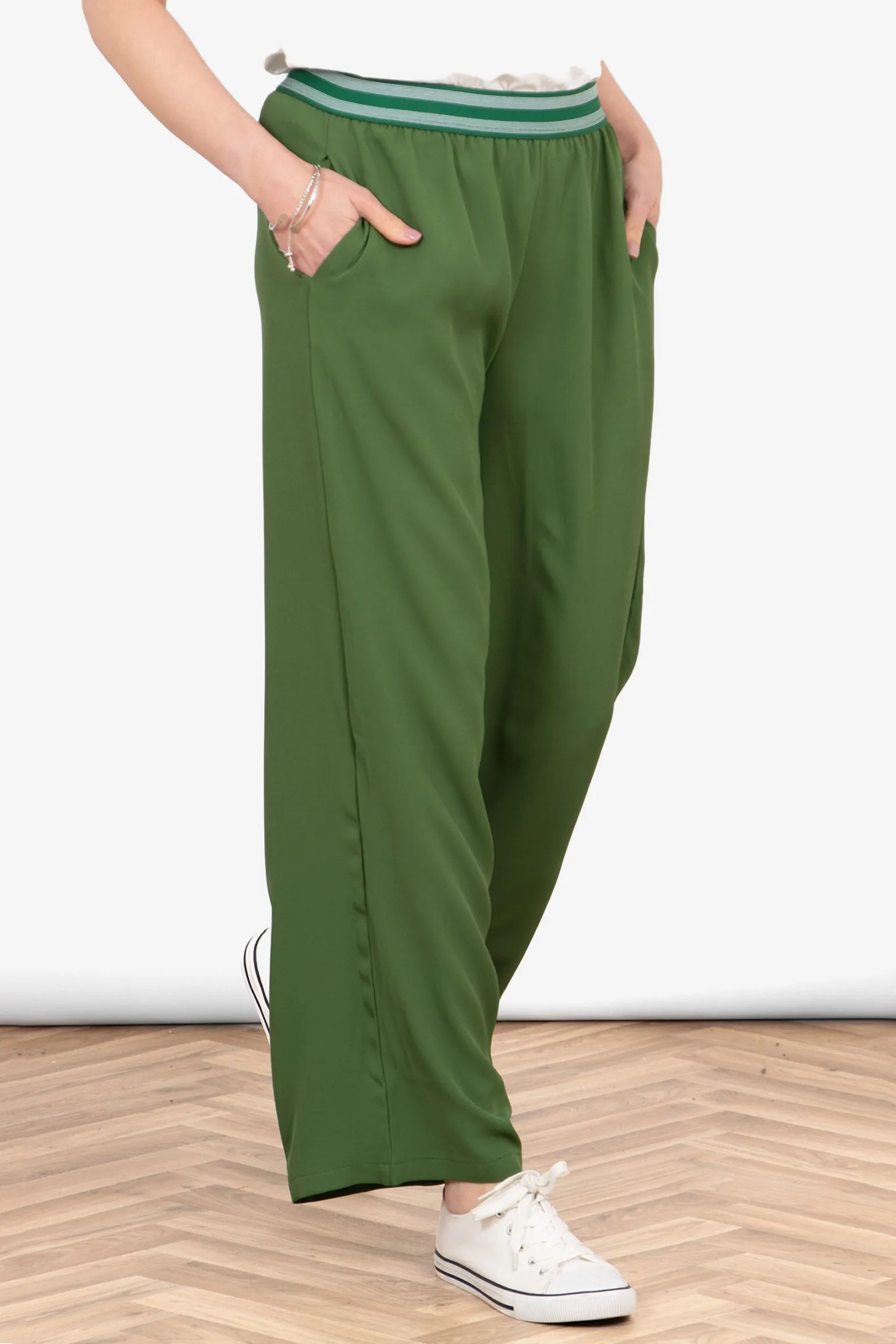 Amber Wide Leg Trousers - Khaki