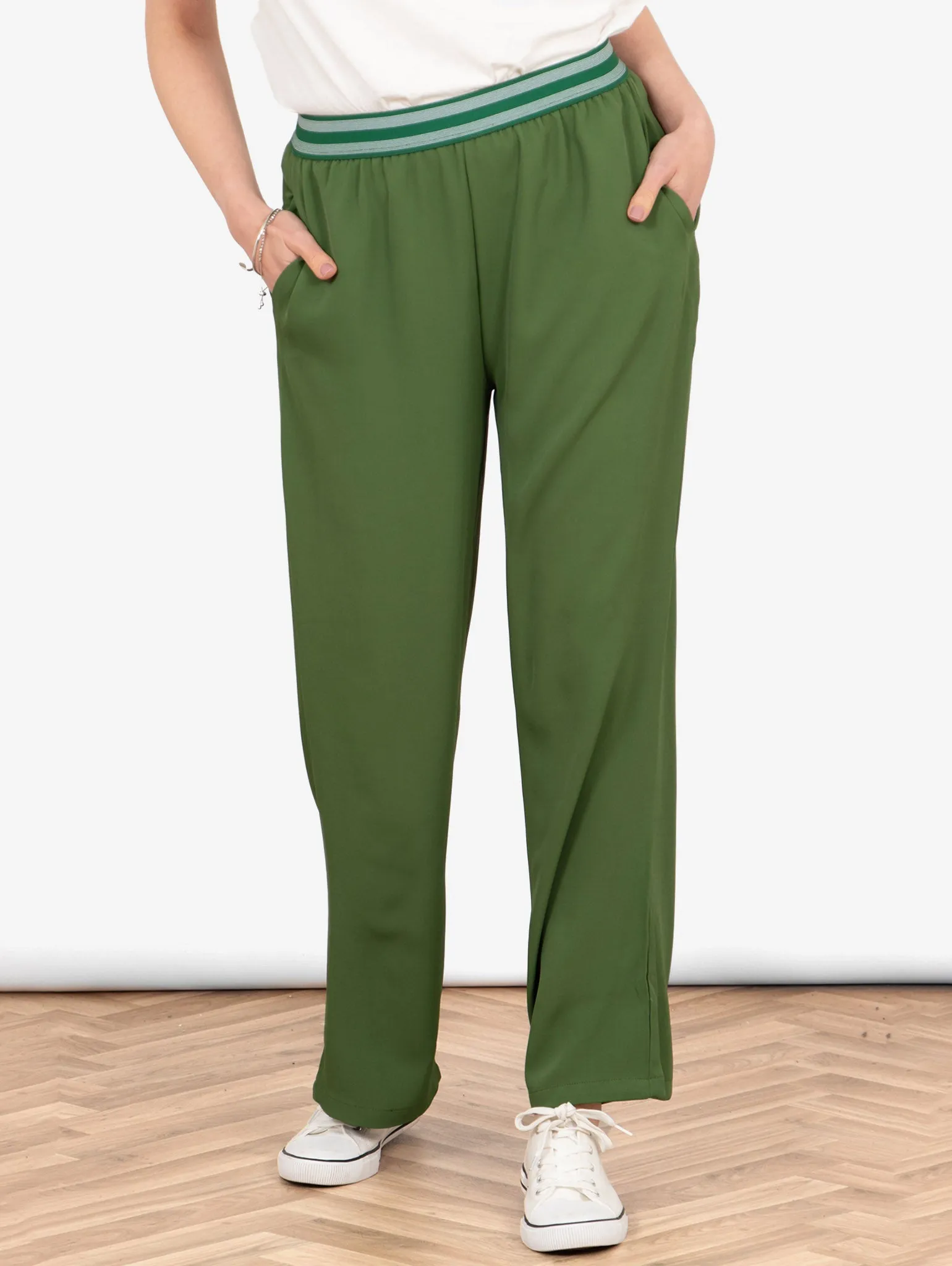 Amber Wide Leg Trousers - Khaki