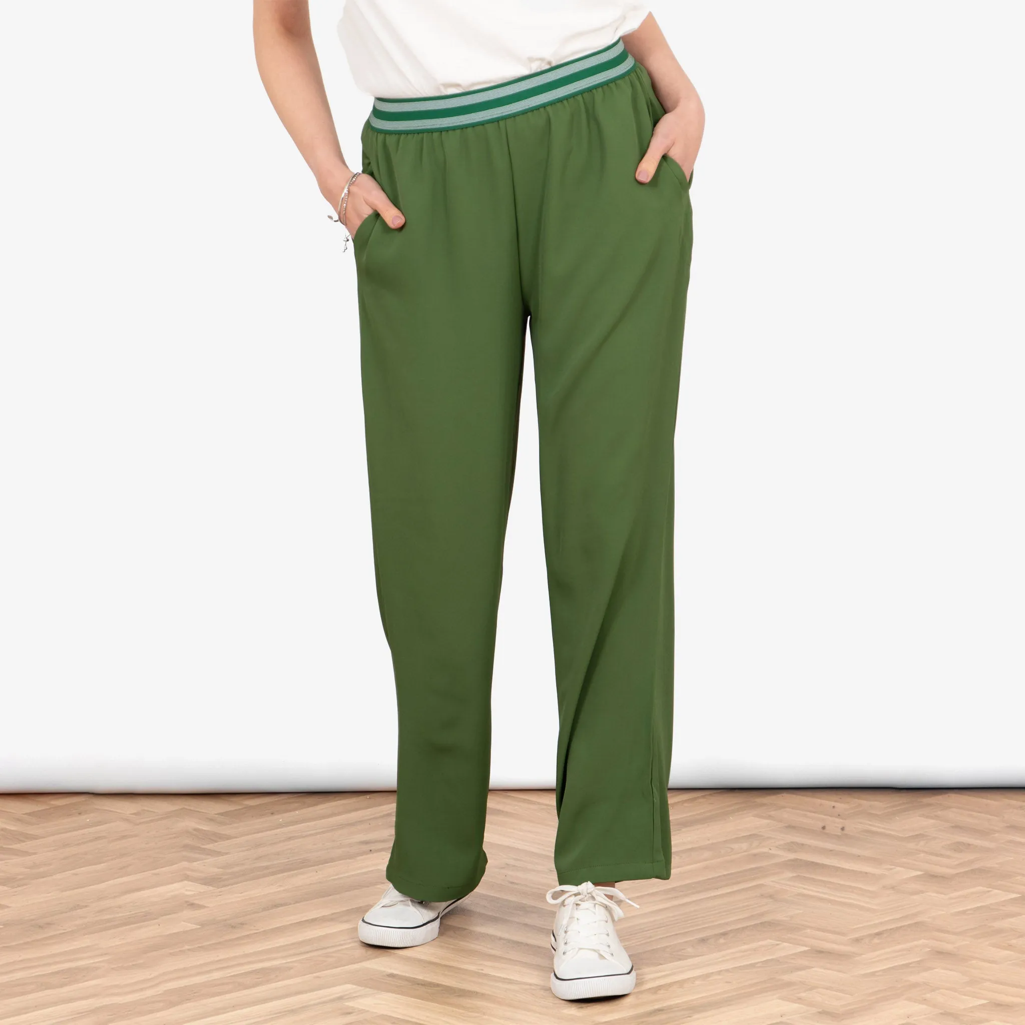 Amber Wide Leg Trousers - Khaki