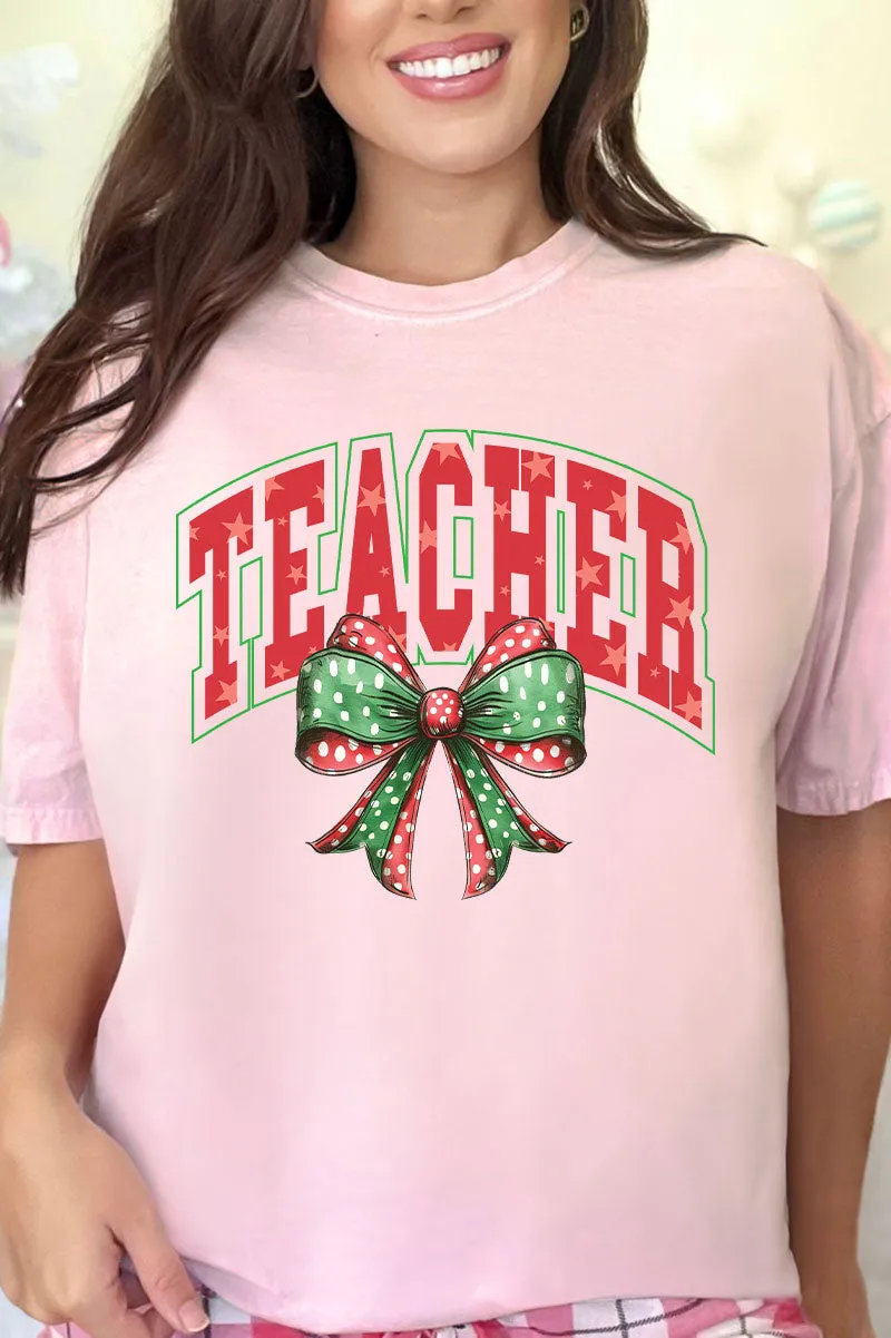 Arched Red And Green Teacher Comfort Colors Adult Ring-Spun Cotton Tee
