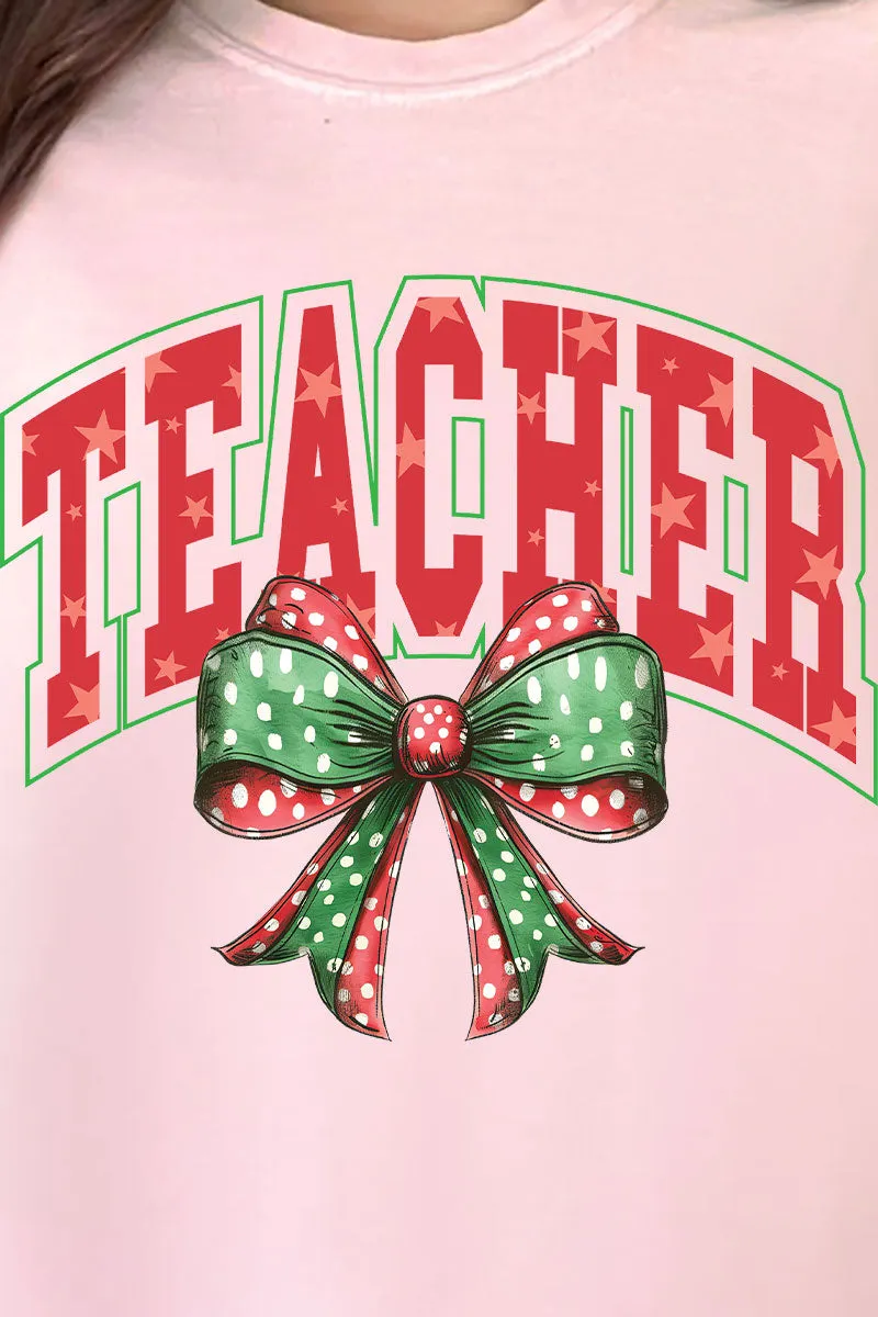 Arched Red And Green Teacher Comfort Colors Adult Ring-Spun Cotton Tee