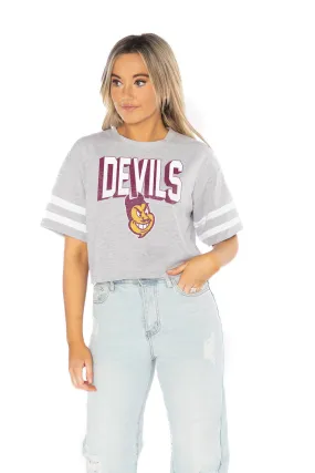 ARIZONA STATE SUN DEVILS NO SHORTCUTS DROP SHOULDER MID-CROP TEE