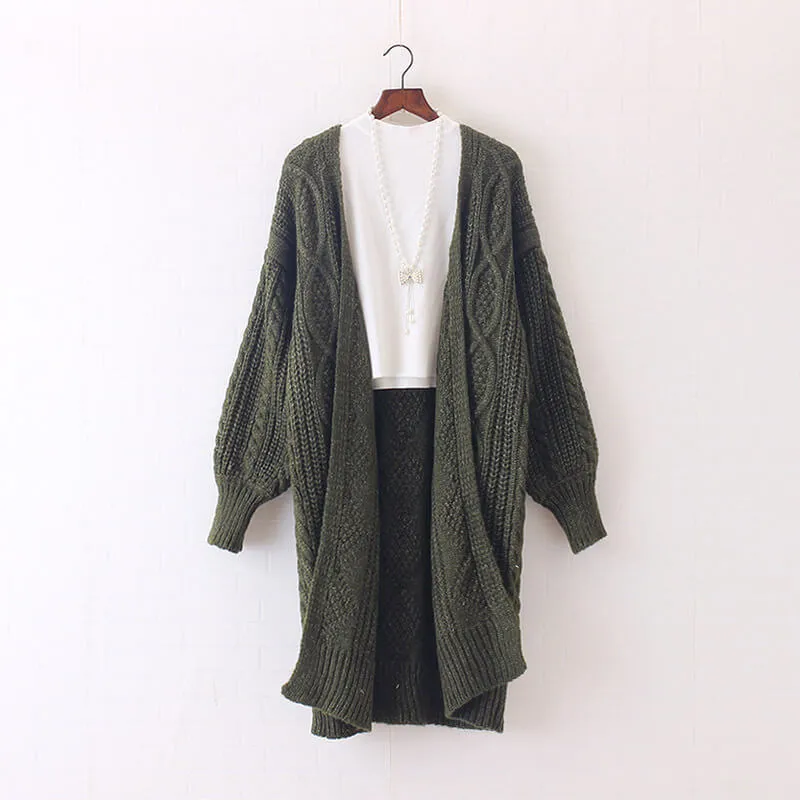 Balloon Sleeve Flowy Long Cardigan  COLORS