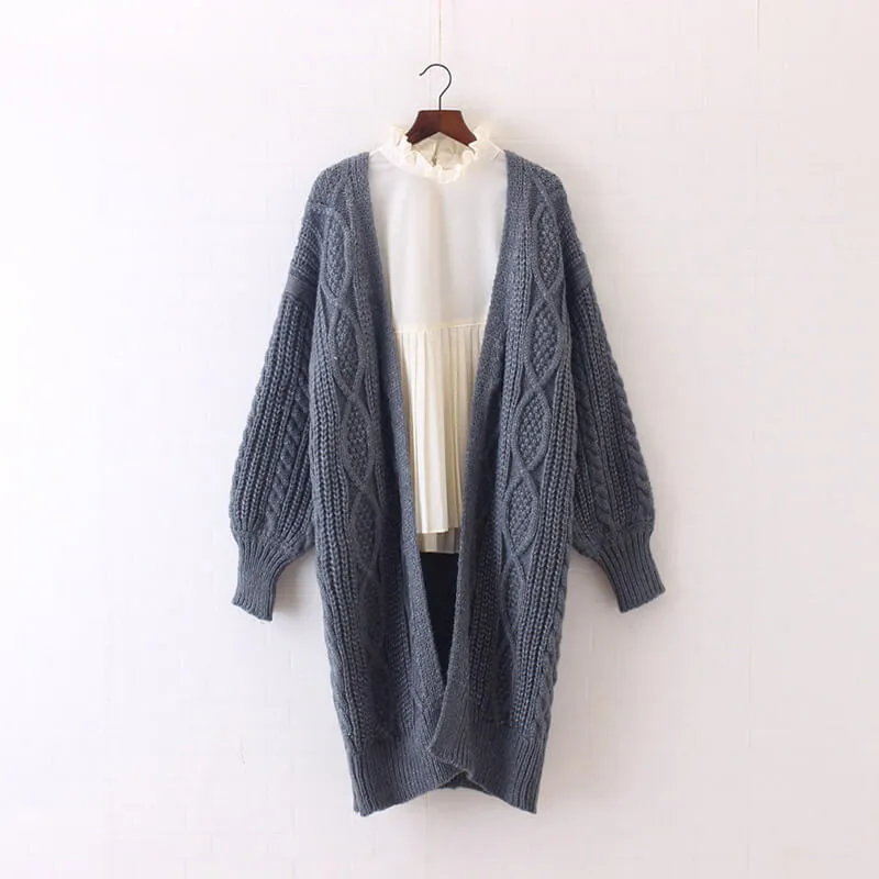 Balloon Sleeve Flowy Long Cardigan  COLORS