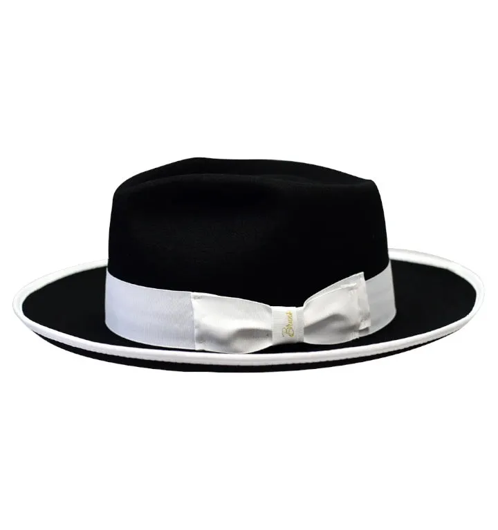 Black and White Bruno Capelo Men's Hats Night Hawk Collection Wool Felt Fedora