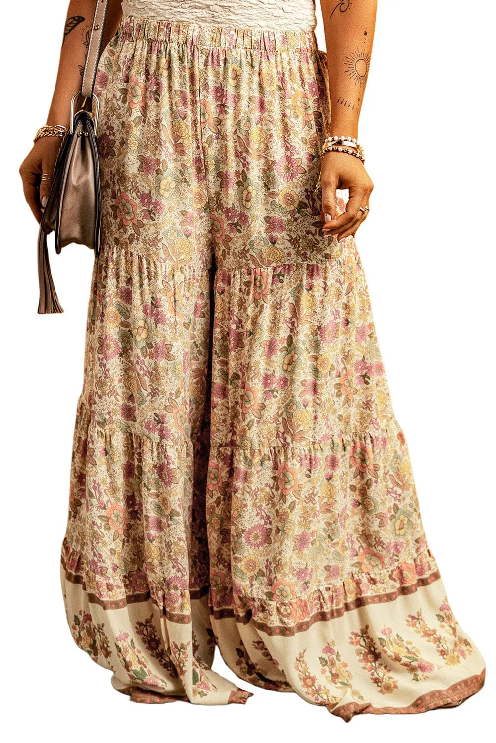 Boho Blossom Patchwork Palazzo Trousers