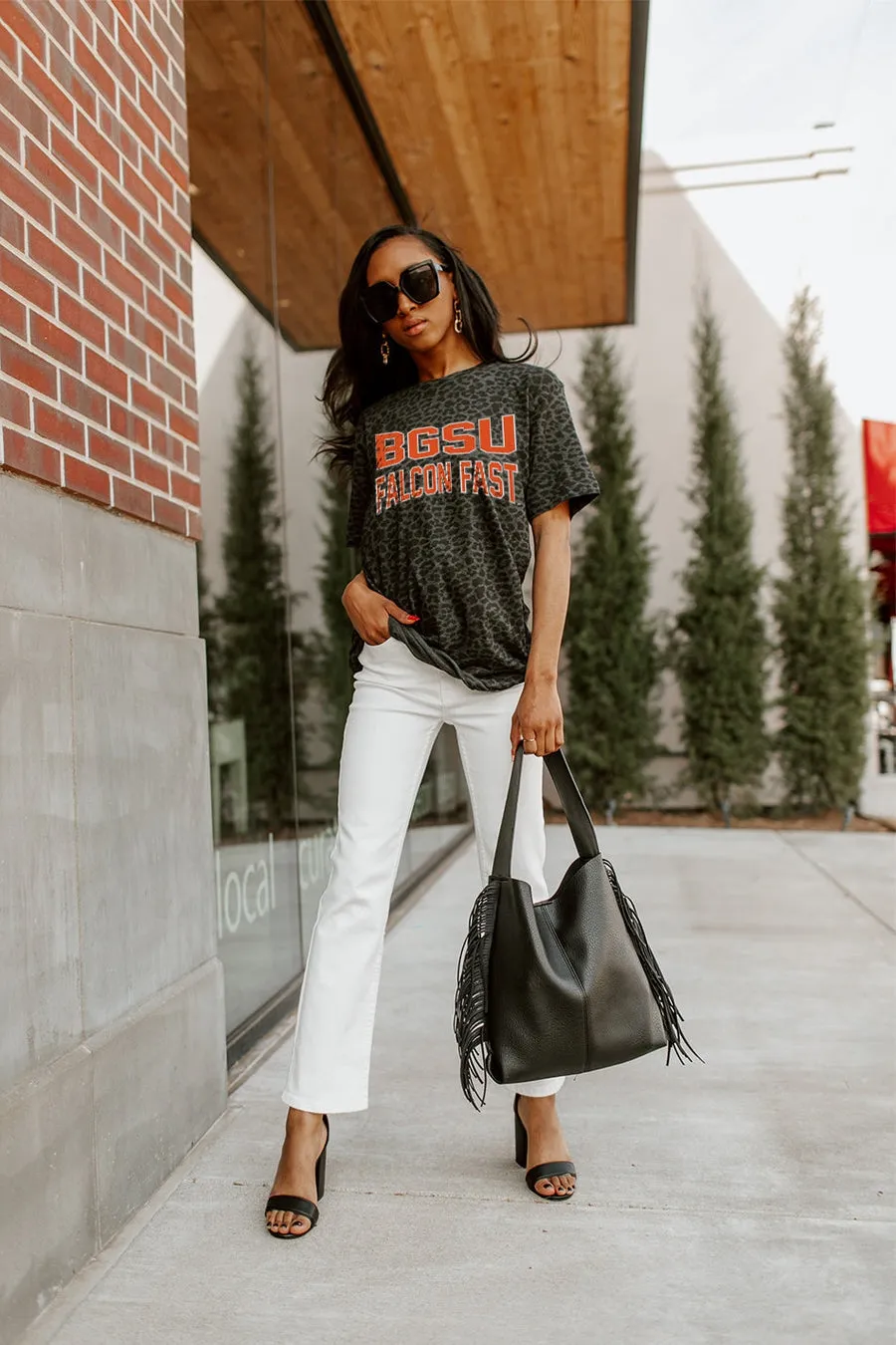 BOWLING GREEN FALCONS "FAN FAVORITE" LEOPARD STANDARD FIT CREW NECK TEE