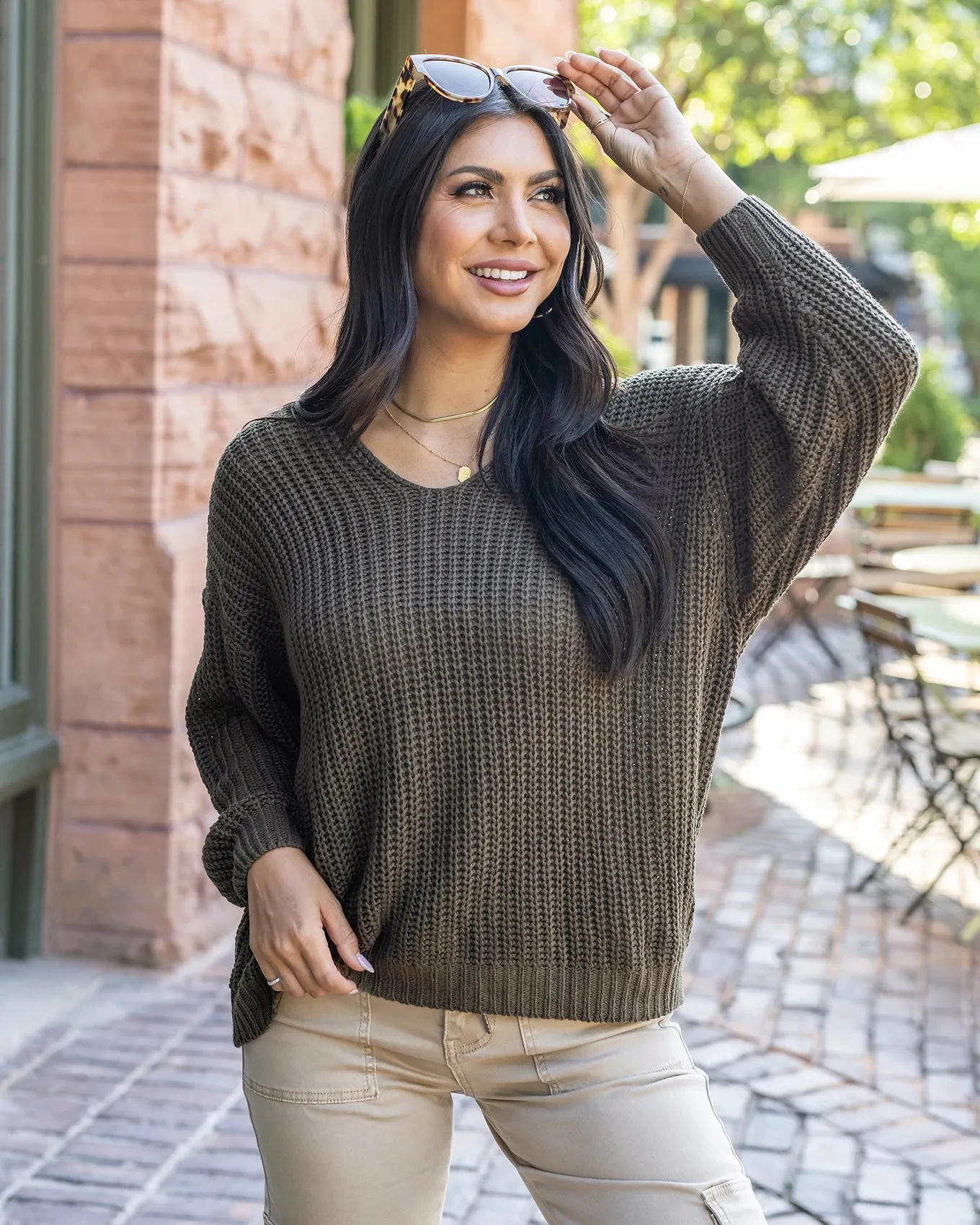 Boyfriend Slouchy Olive Knit Sweater