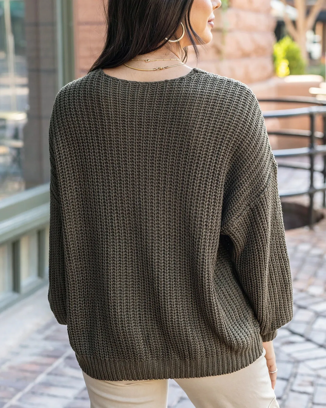 Boyfriend Slouchy Olive Knit Sweater
