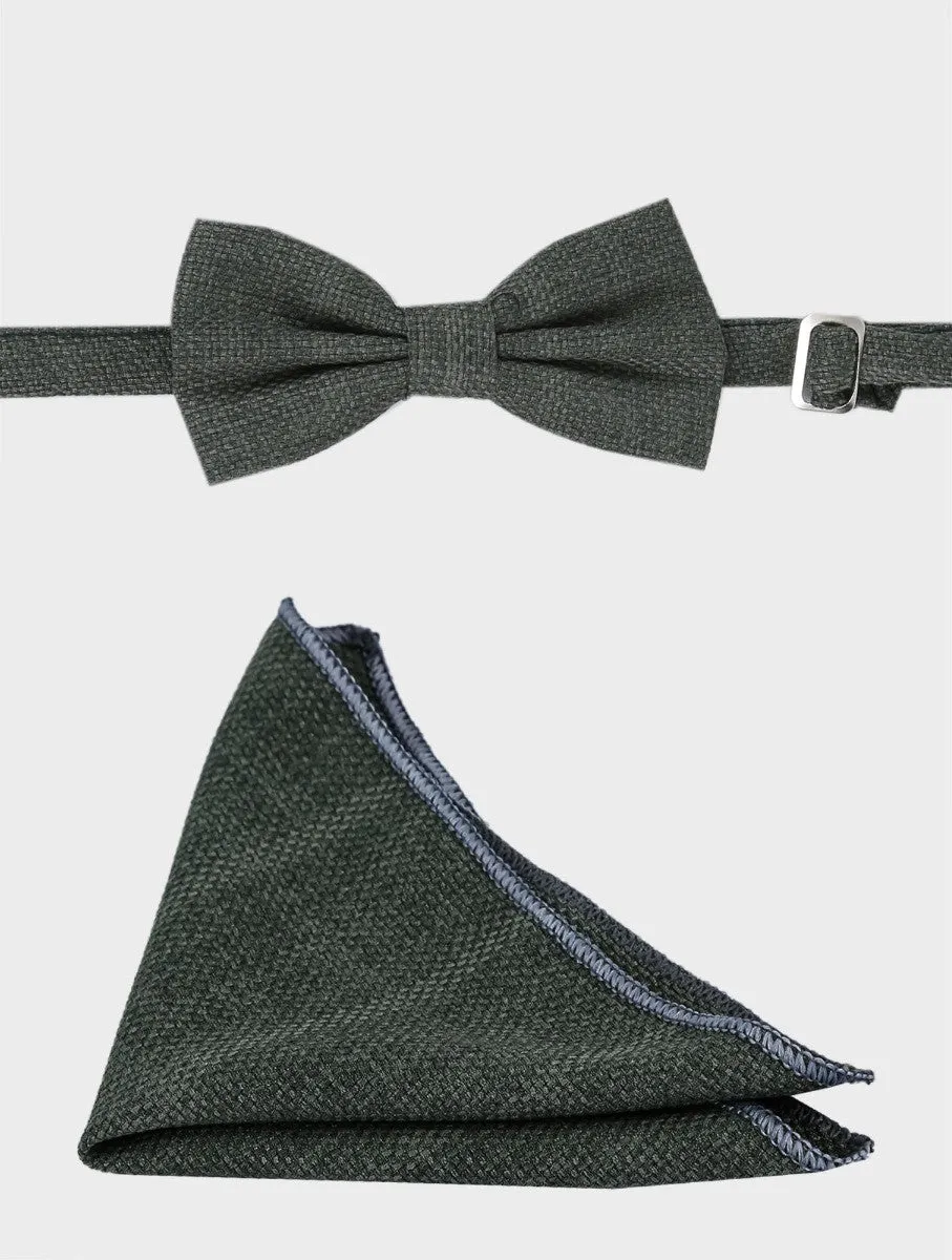 Boys Tweed Windowpane Check Cotton Waistcoat - Green