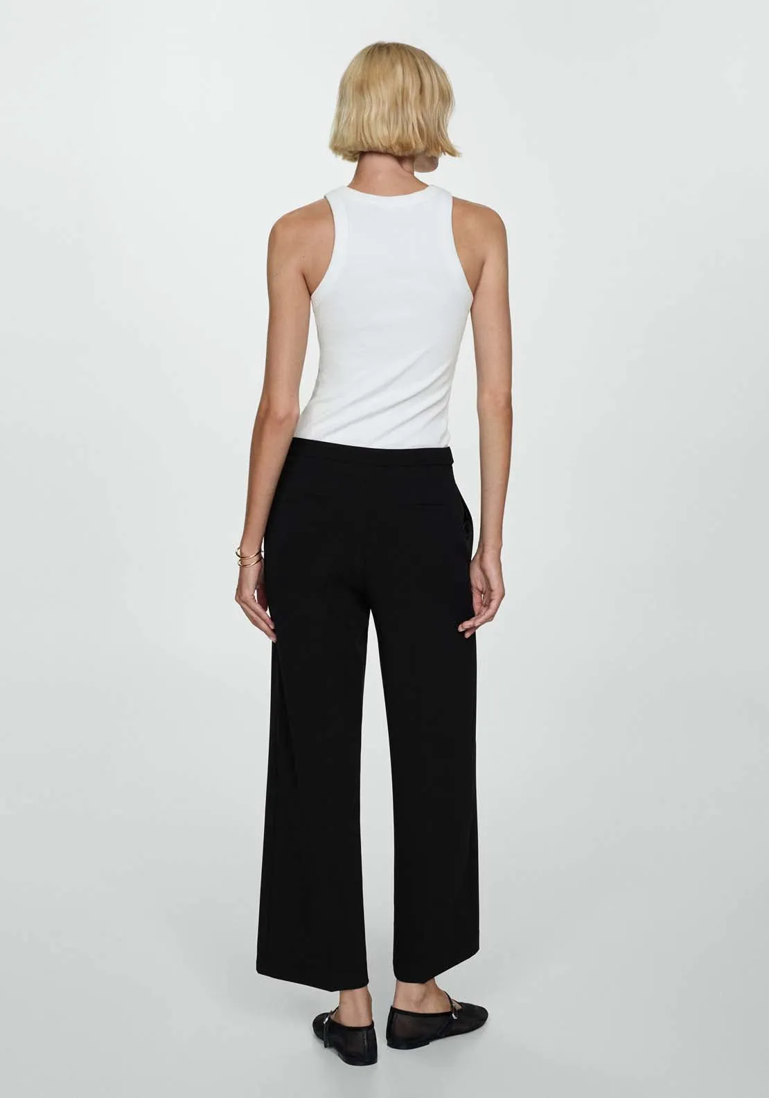 Buttons straight-fit trousers - Black