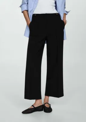 Buttons straight-fit trousers - Black