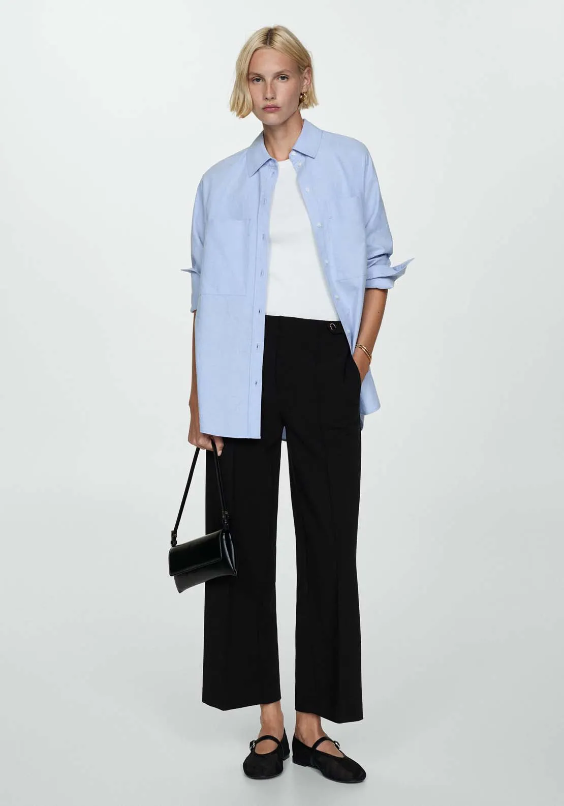 Buttons straight-fit trousers - Black