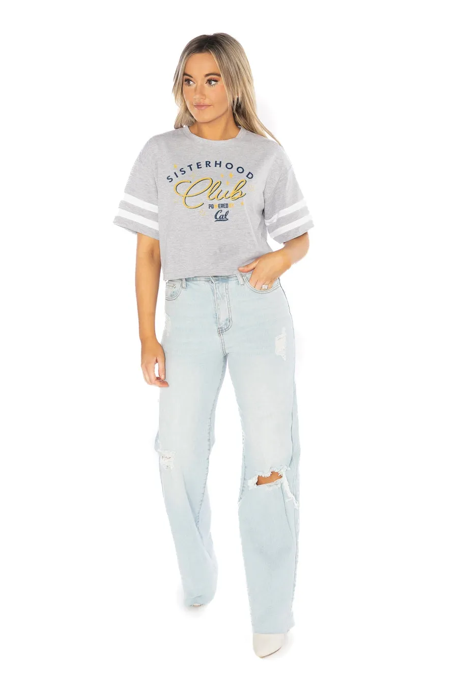 CALIFORNIA GOLDEN BEARS SISTERHOOD CLUB DROP SHOULDER MID-CROP TEE