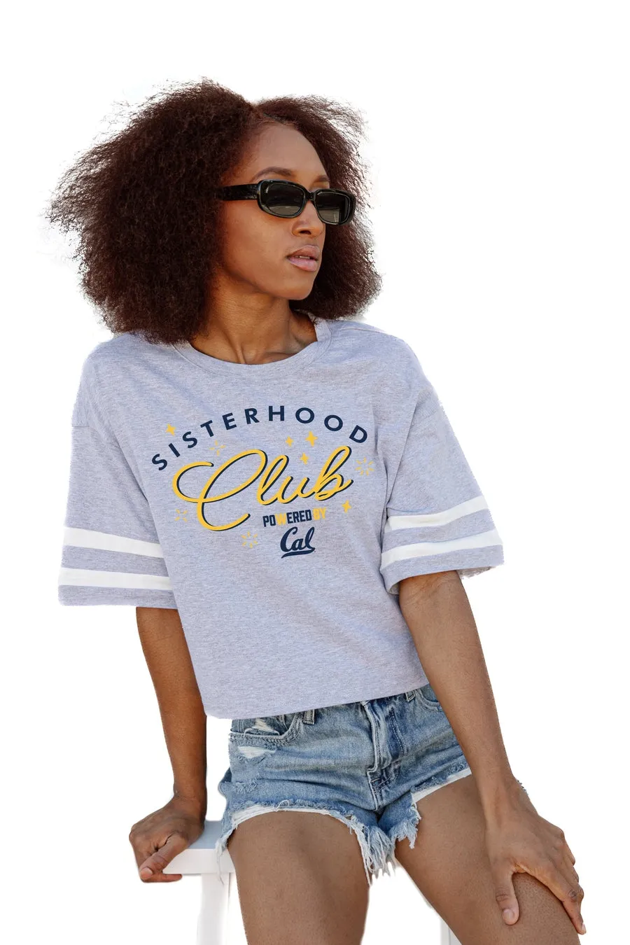 CALIFORNIA GOLDEN BEARS SISTERHOOD CLUB DROP SHOULDER MID-CROP TEE