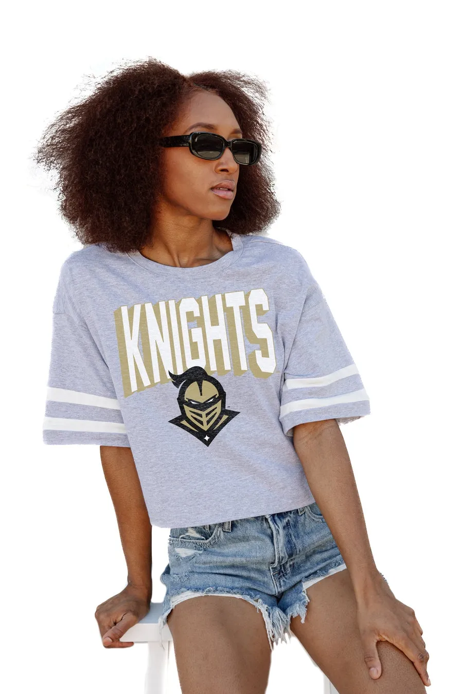CENTRAL FLORIDA KNIGHTS NO SHORTCUTS DROP SHOULDER MID-CROP TEE