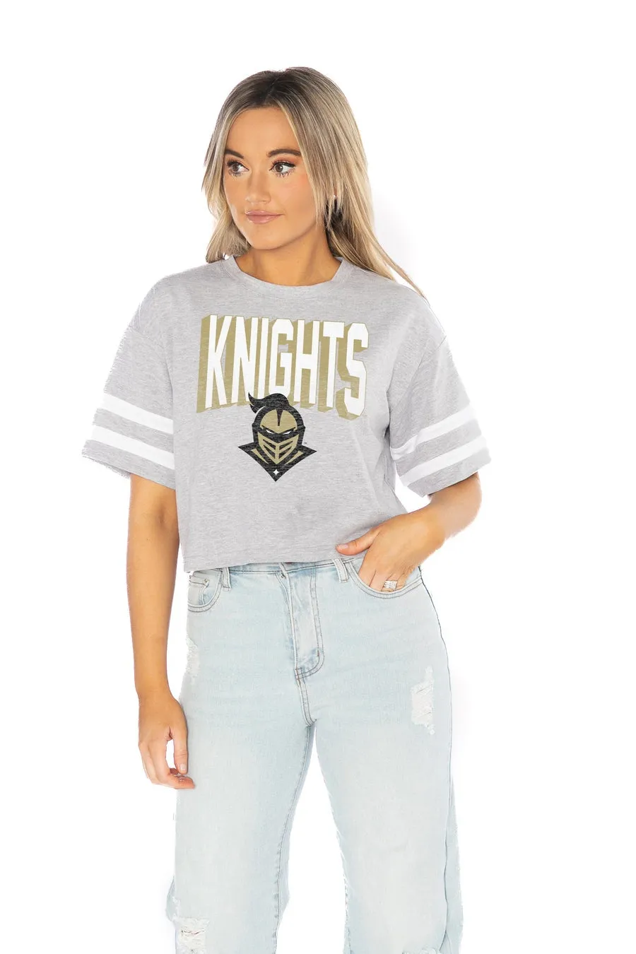 CENTRAL FLORIDA KNIGHTS NO SHORTCUTS DROP SHOULDER MID-CROP TEE