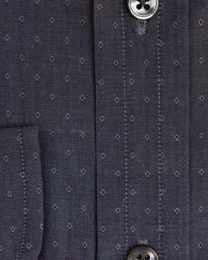 Contemporary Fit, Cut-away Collar, 2 Button Cuff Shirt in a Navy Jacquard Twill Cotton