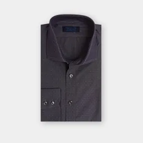 Contemporary Fit, Cut-away Collar, 2 Button Cuff Shirt in a Navy Jacquard Twill Cotton