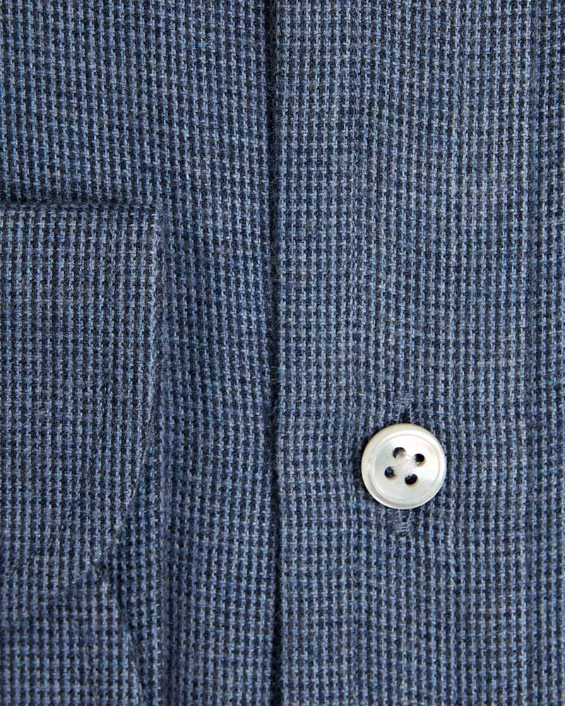 Contemporary Fit, Cutaway Collar, 2 Button Cuff Shirt in a Navy Denim Brushed Cotton