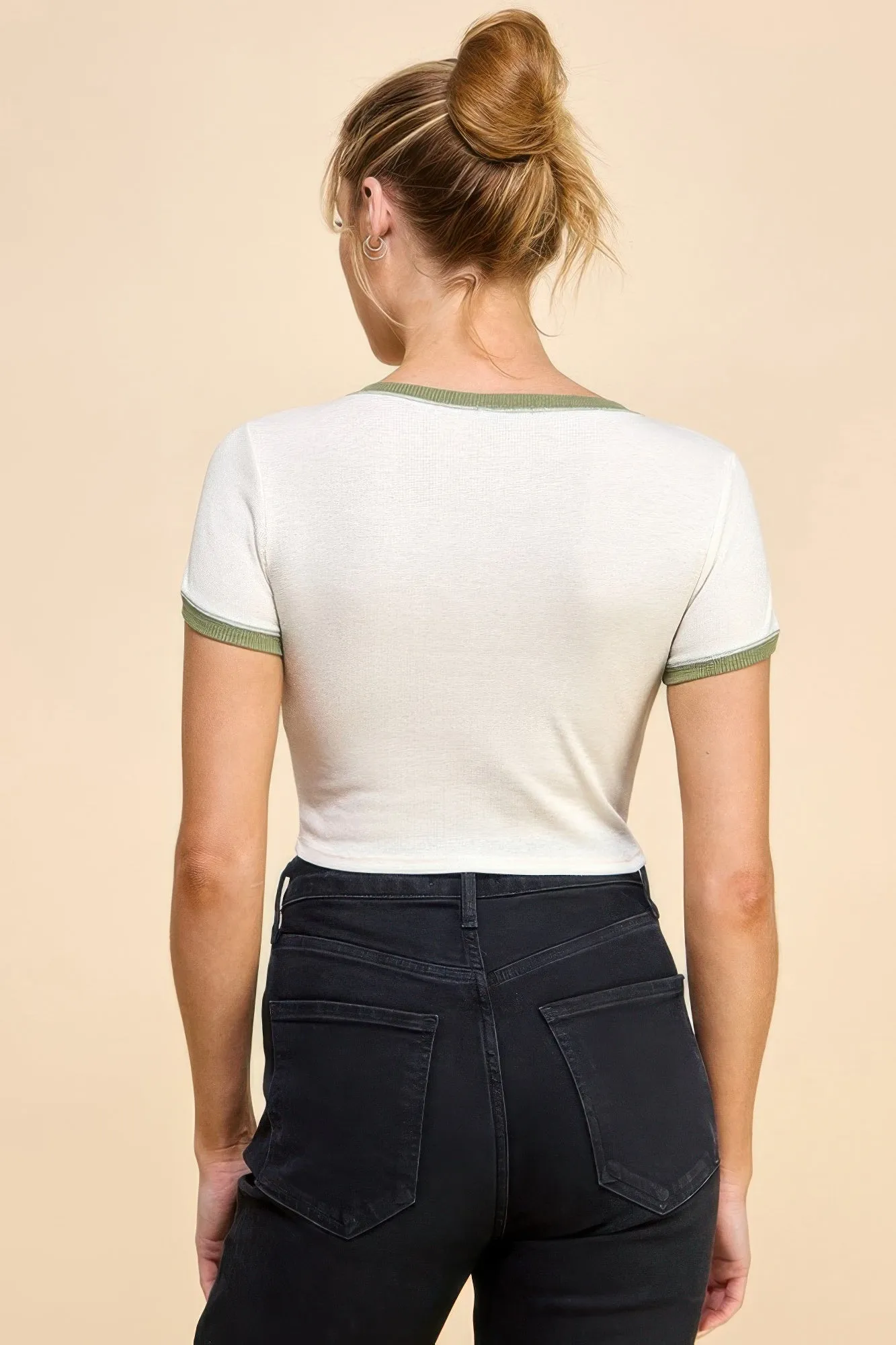 Contrast Reverse Stitch Ringer Top