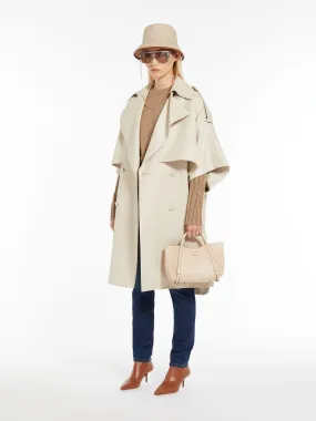 Double-breasted satin cape