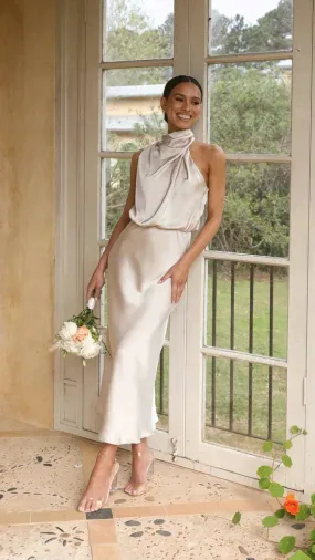 Elegant Halter Neck Midi Dress