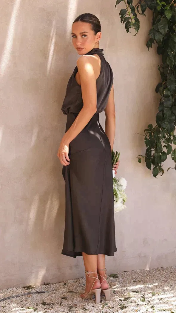 Elegant Halter Neck Midi Dress
