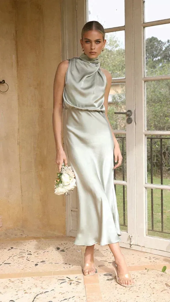 Elegant Halter Neck Midi Dress