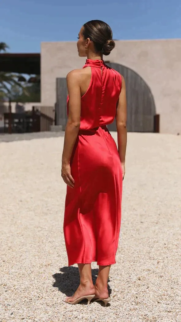 Elegant Halter Neck Midi Dress