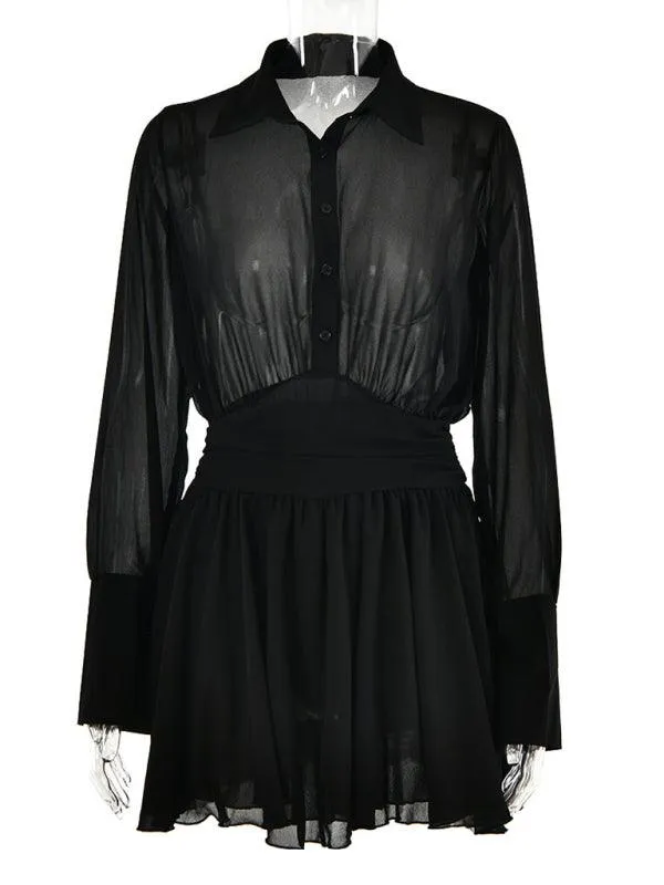 Elegant Lotus Leaf Lapel Dress for Fashion-Forward Women