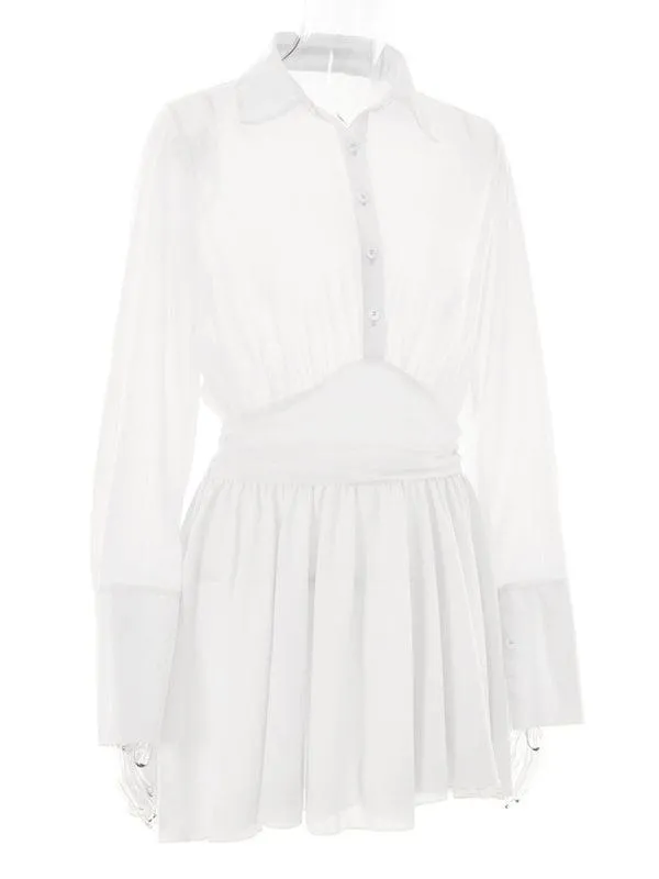Elegant Lotus Leaf Lapel Dress for Fashion-Forward Women