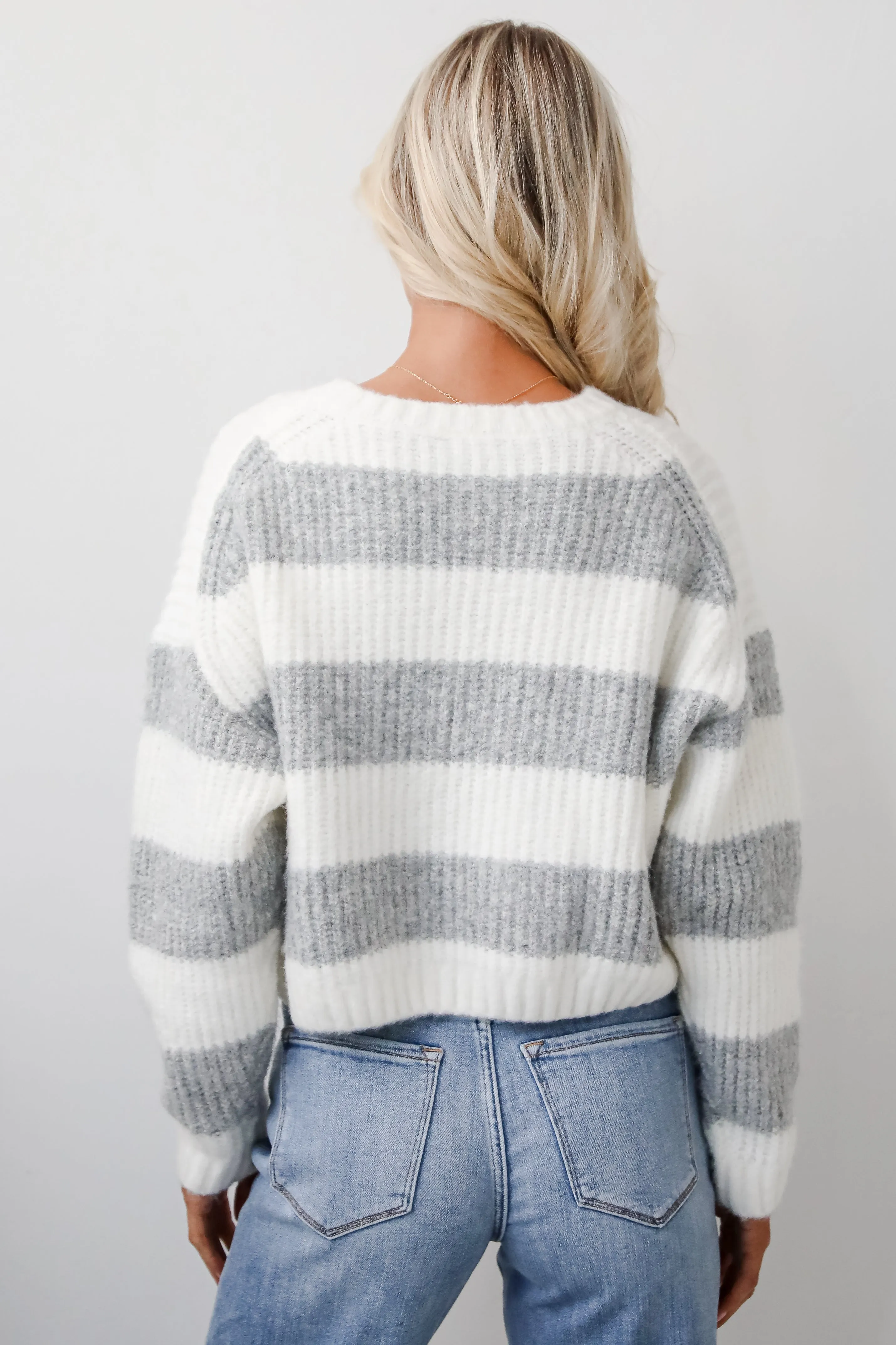 FINAL SALE - Polished Muse Heather Grey Striped Sweater