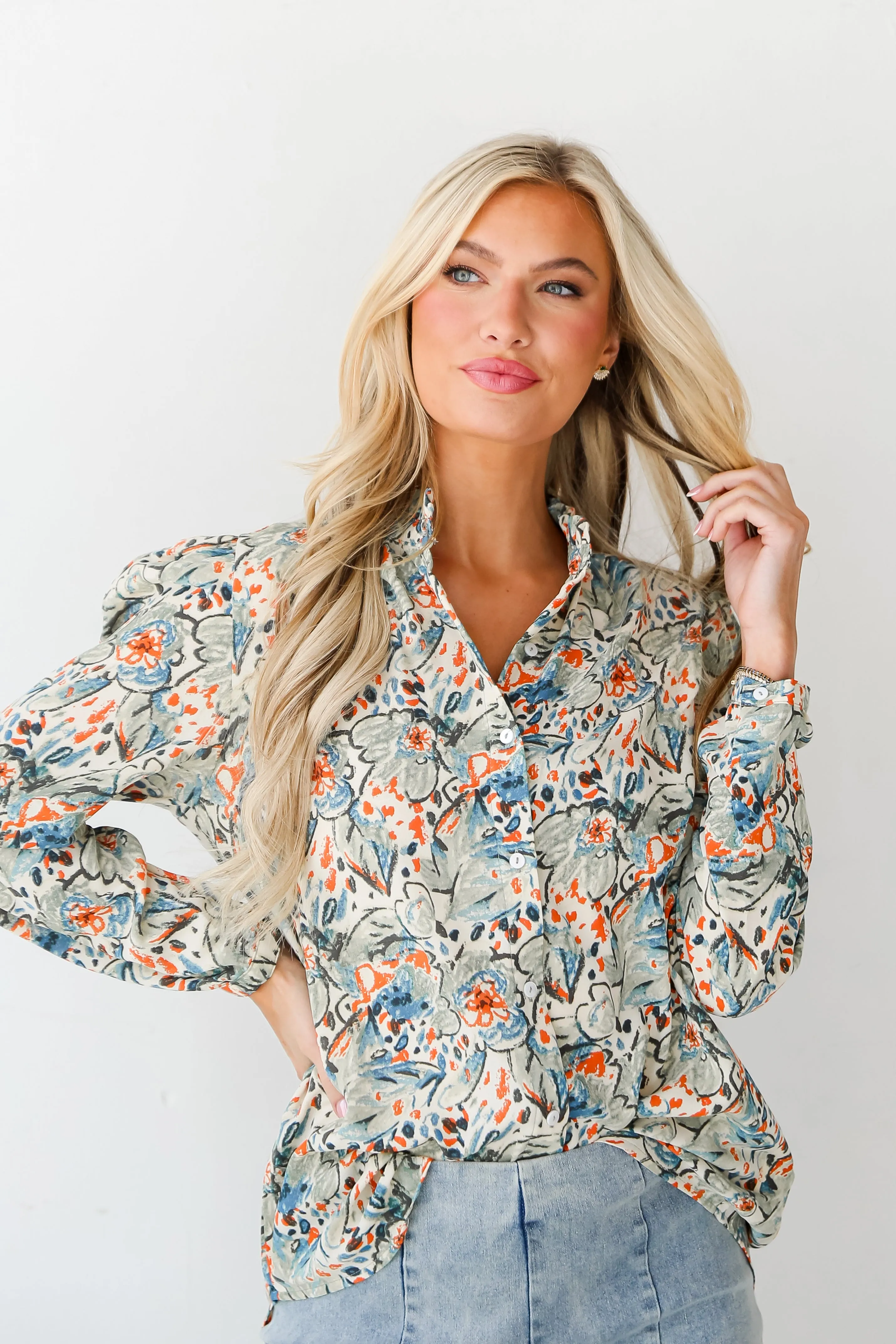 FINAL SALE - Strolling Sweetie Sage Floral Blouse