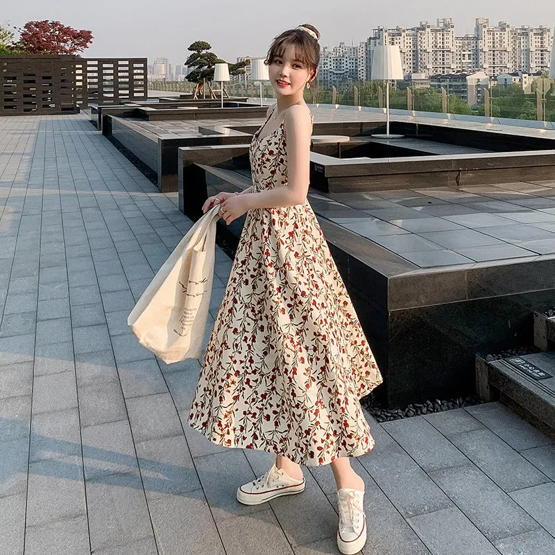 Floral Cami Dress Women Slimming Slim-Look Summer Fresh Looking Dress