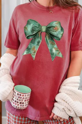 Garland Green Coquette Bow Comfort Colors Adult Ring-Spun Cotton Tee