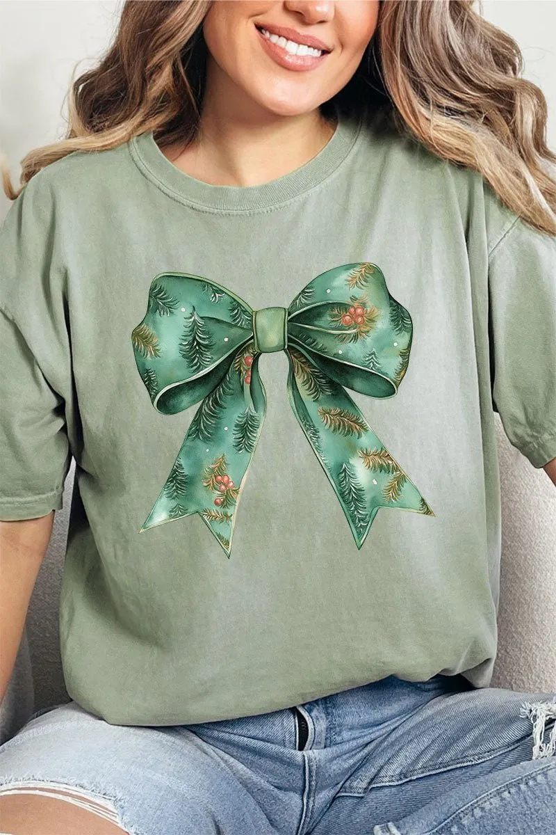 Garland Green Coquette Bow Comfort Colors Adult Ring-Spun Cotton Tee