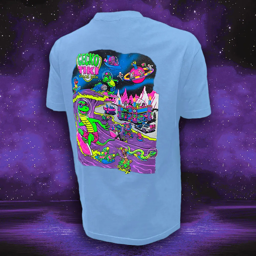 Gecko Space Tiki: 1980's Soft Blue Tee