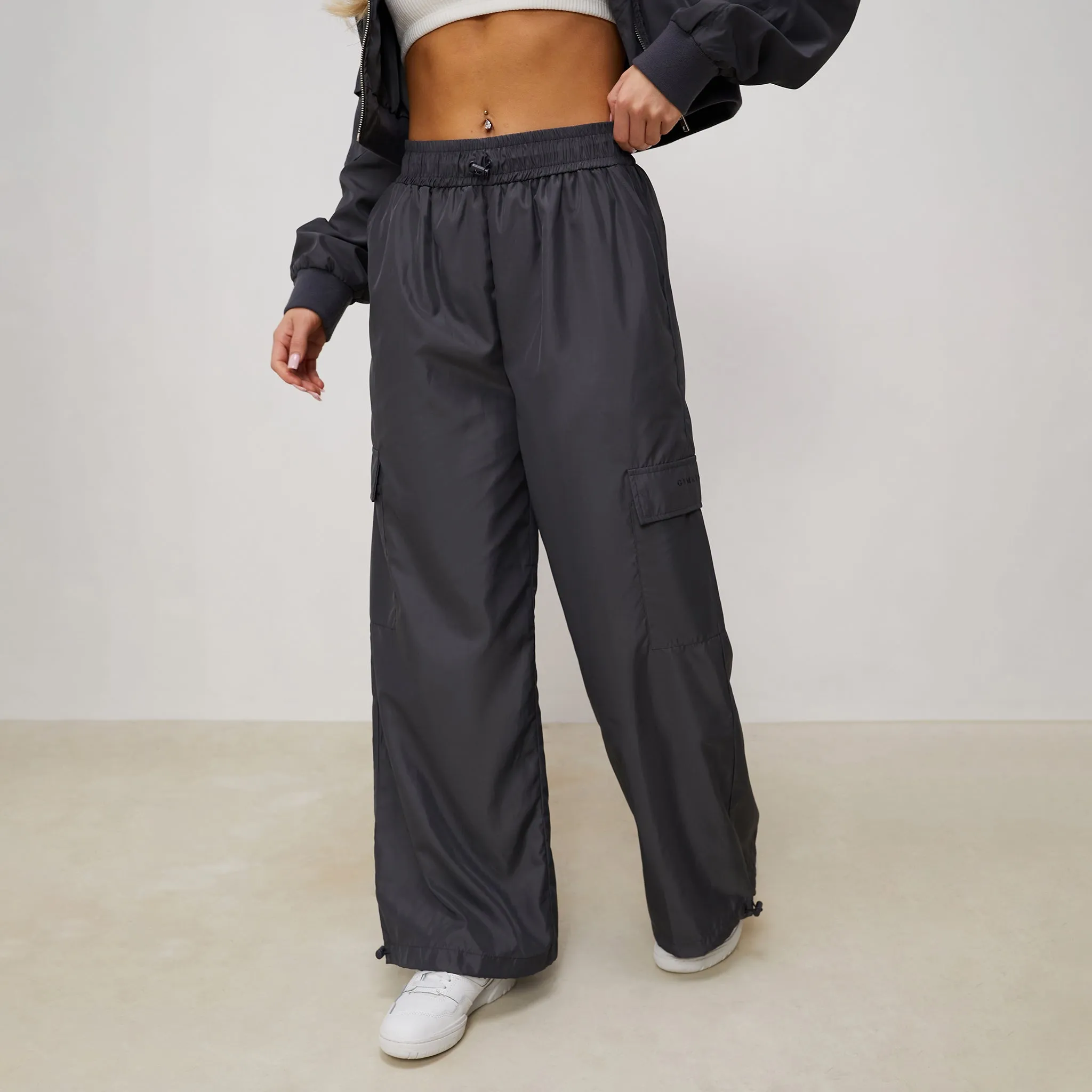 Gym King Satin Cargo Pants - Graphite