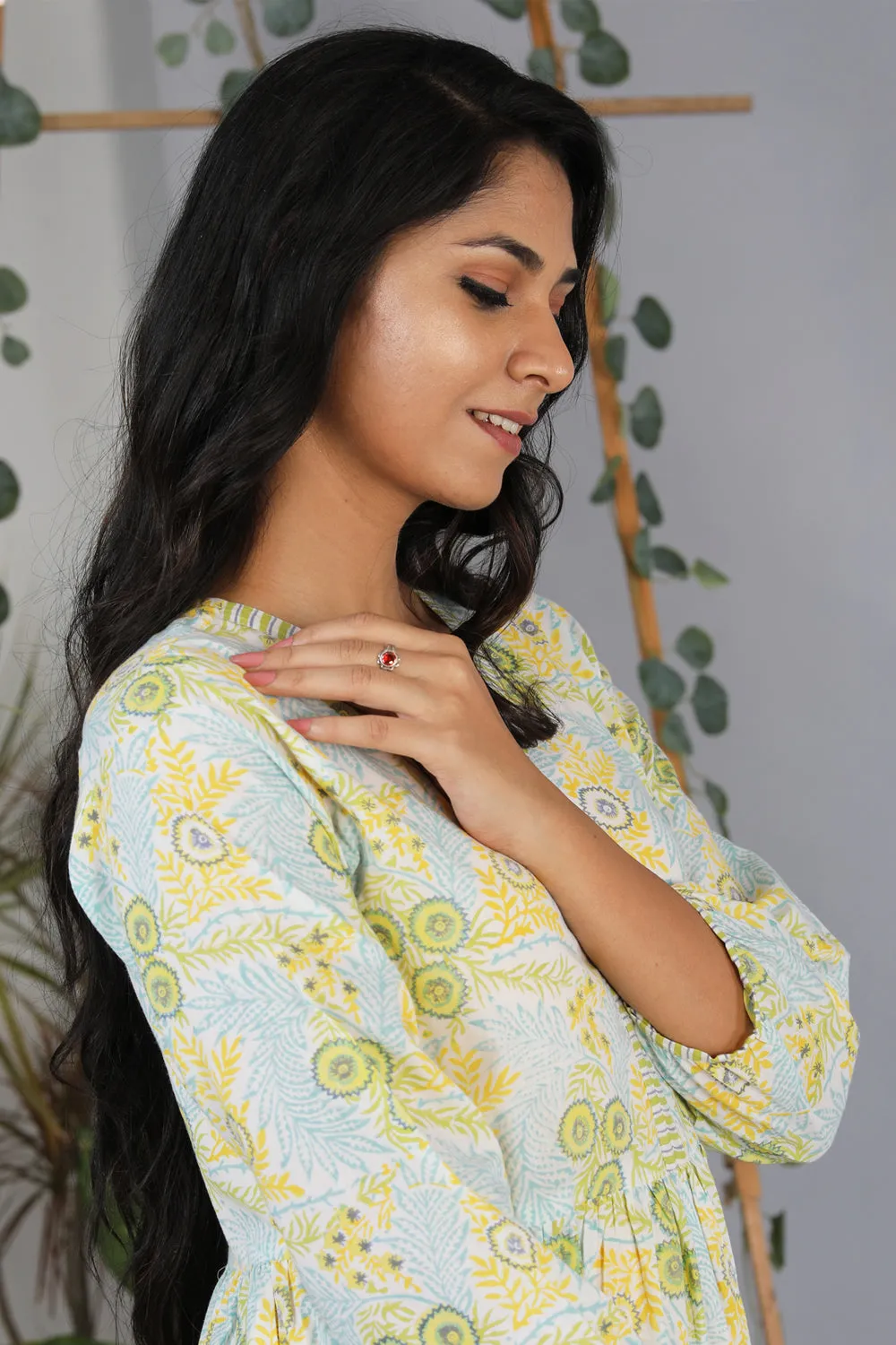 Hand block printed tiered dress