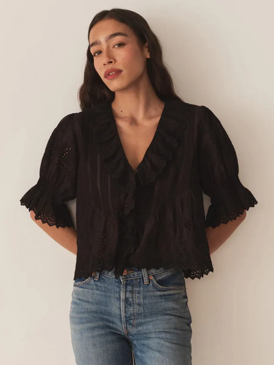 Henri Top in Black Eyelet