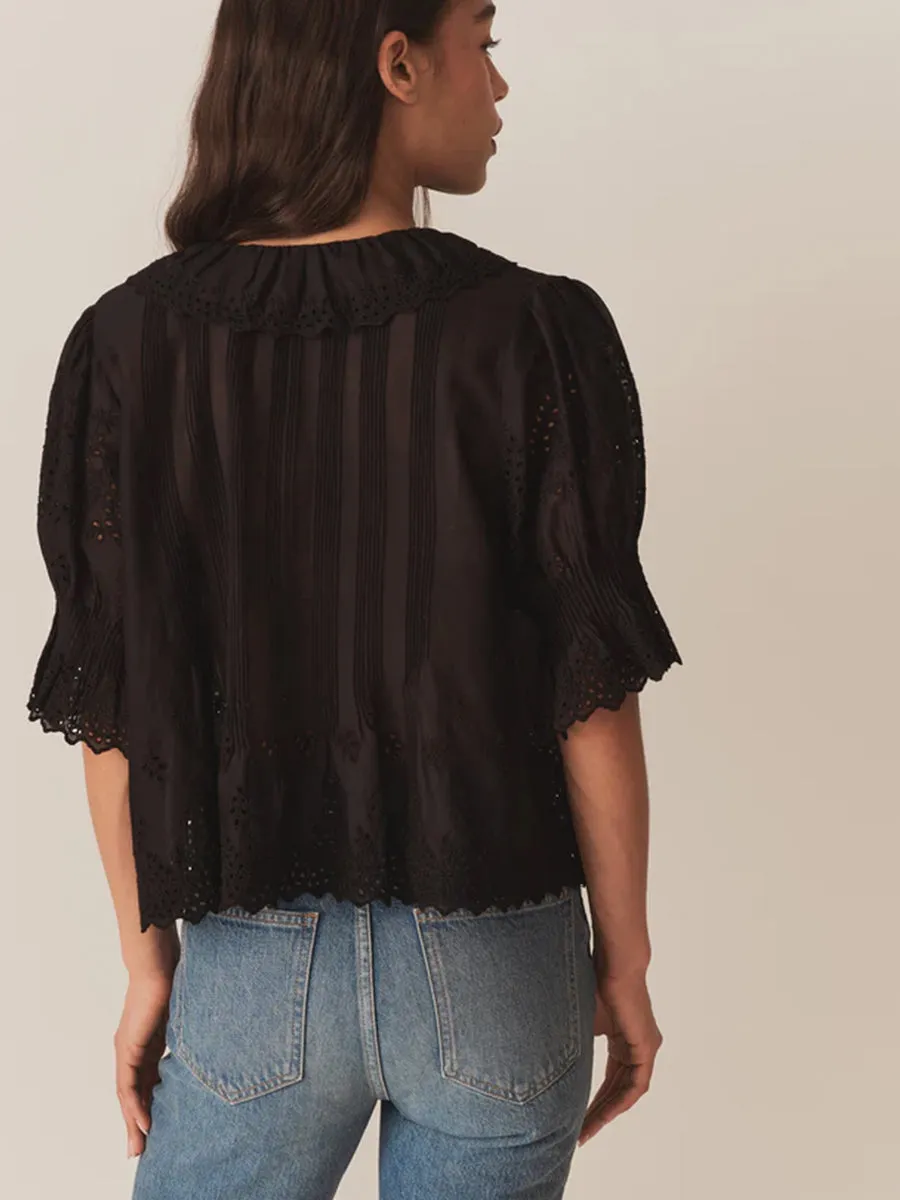Henri Top in Black Eyelet